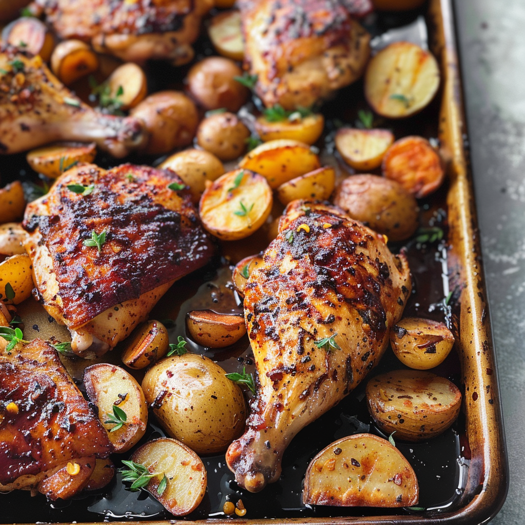 Sheet Pan Balsamic Chicken with Potatoes and C