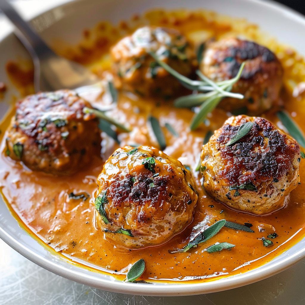 Turkey Meatballs in Pumpkin Sage Sauce