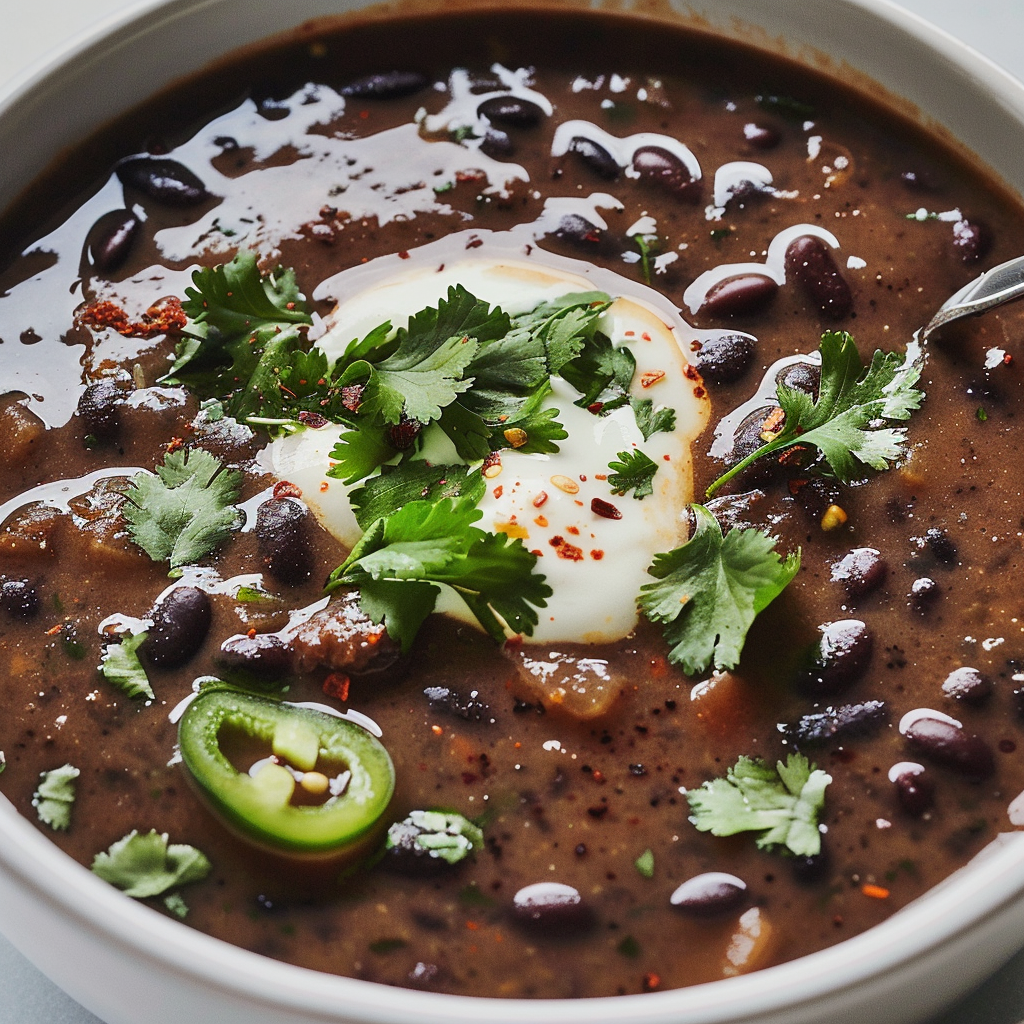 Black Bean Soup – creamy, spicy, satisfying