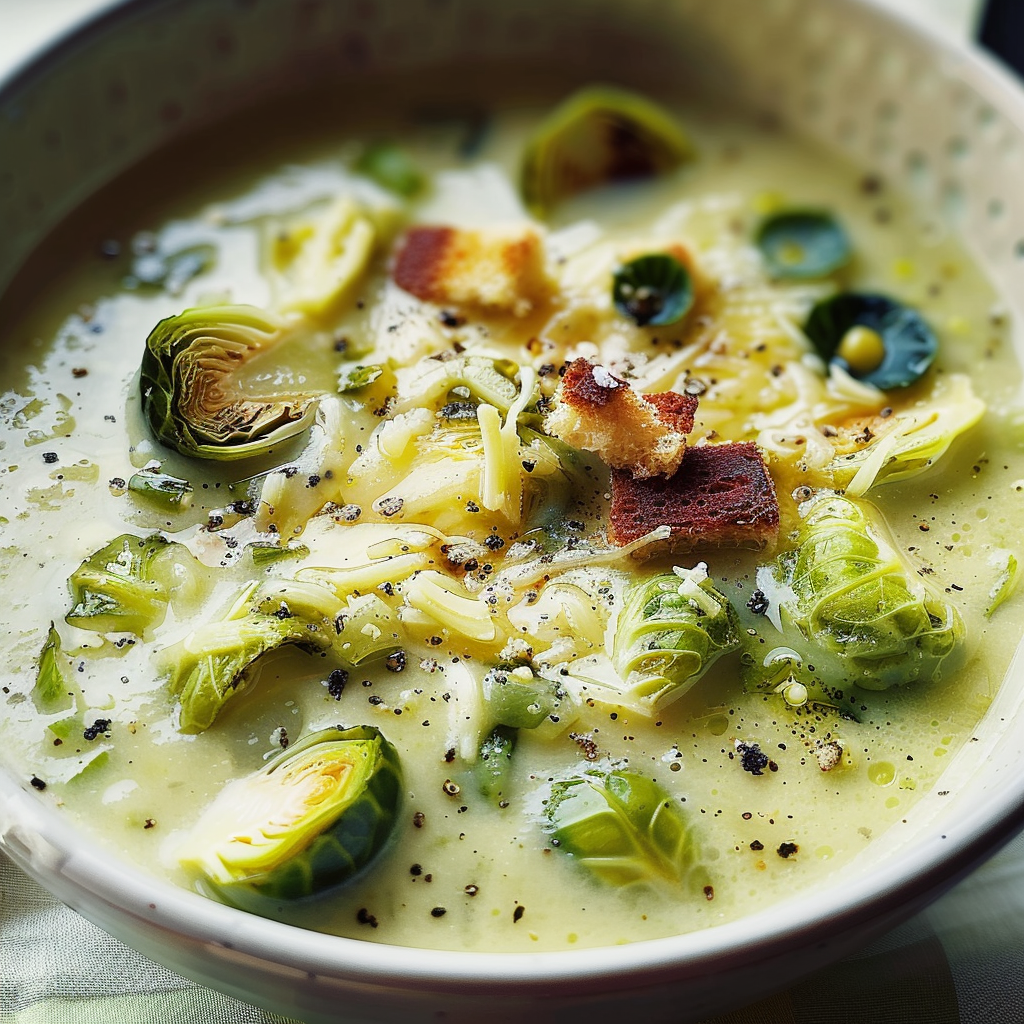 Brussels sprout and cheddar soup