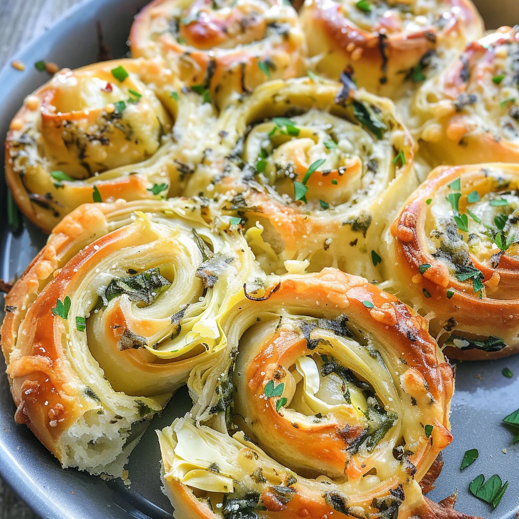 Cheesy Spinach and Artichoke Pinwheels