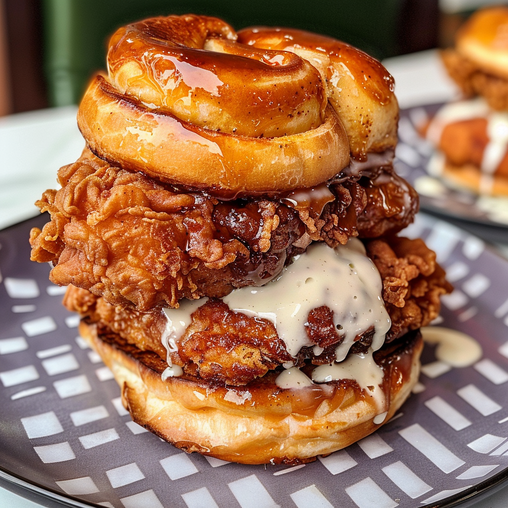 Cinnamon Roll Fried Chicken Sandwich