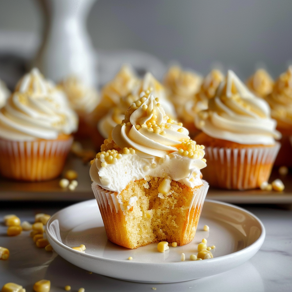 Corn Cupcakes with Honey Buttercream
