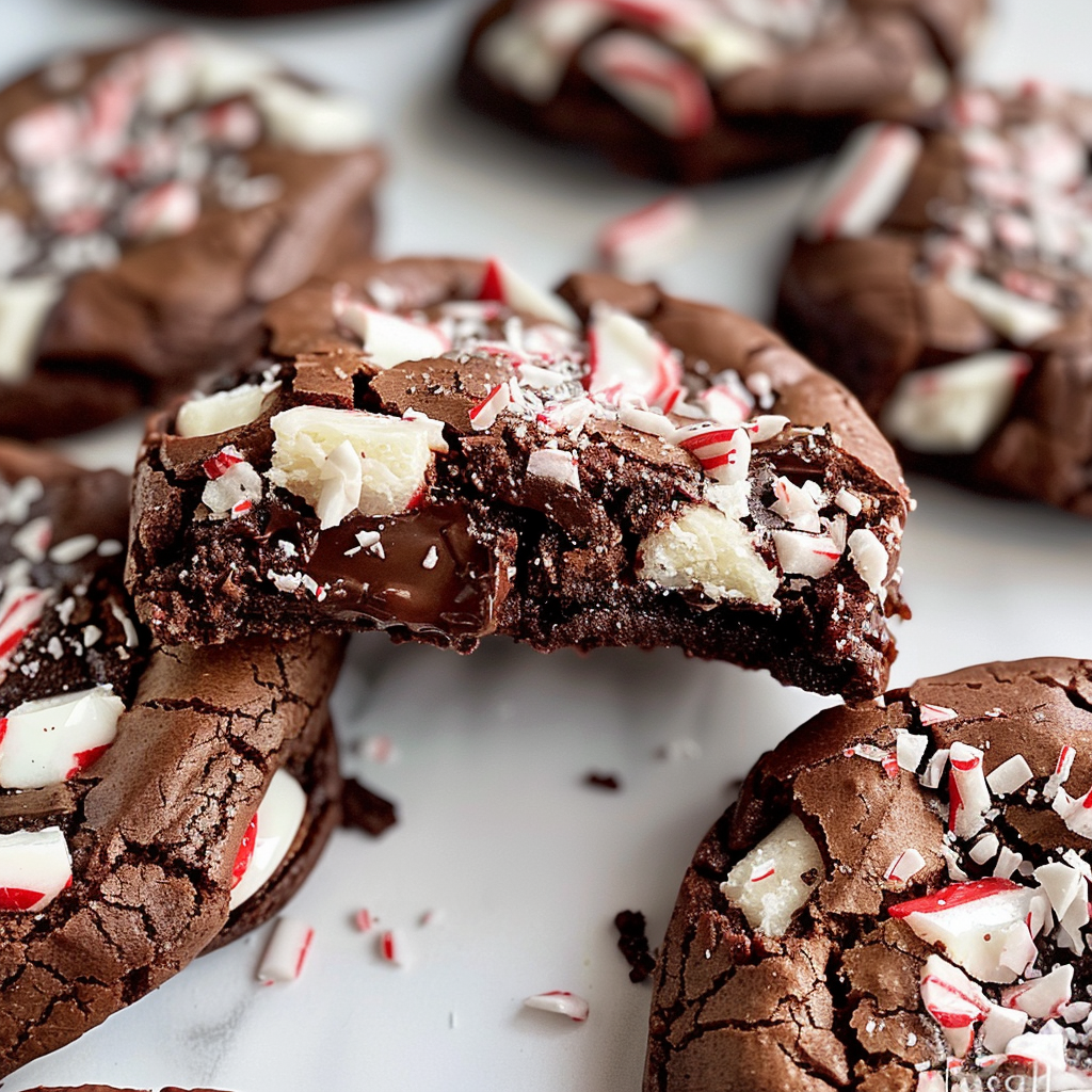 Fudgy Peppermint Bark Brownie Cookies