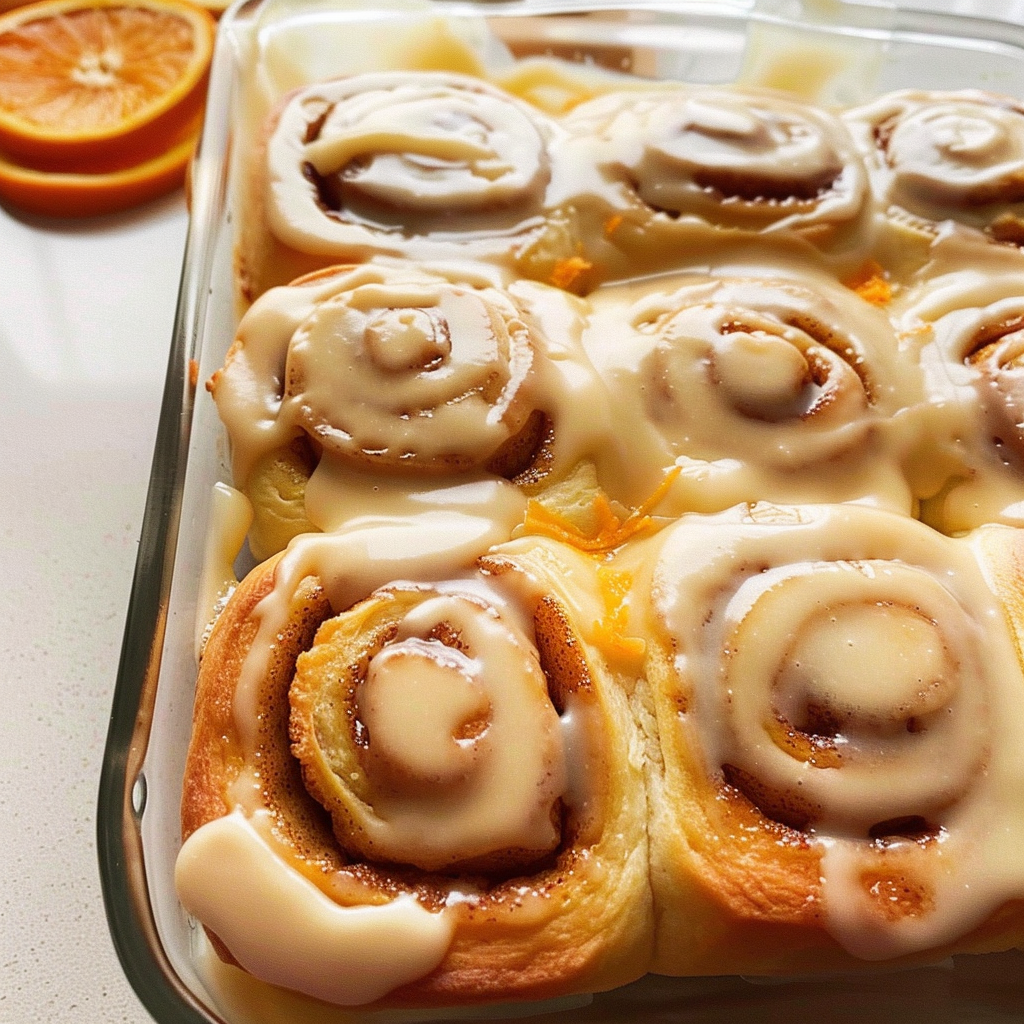 Homemade Orange Cinnamon Rolls with Orange Icing