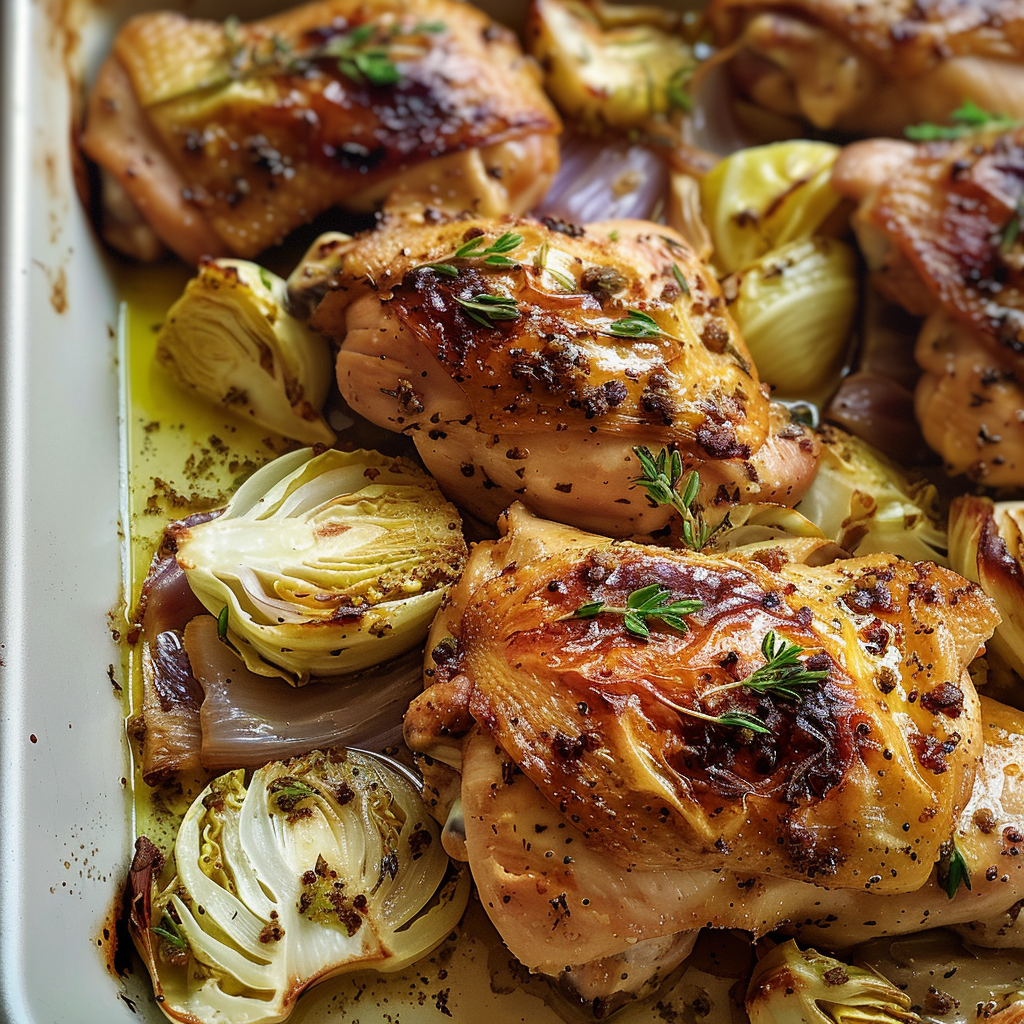 Sheet-Pan Roast Chicken and Mustard-Glazed Cabbage