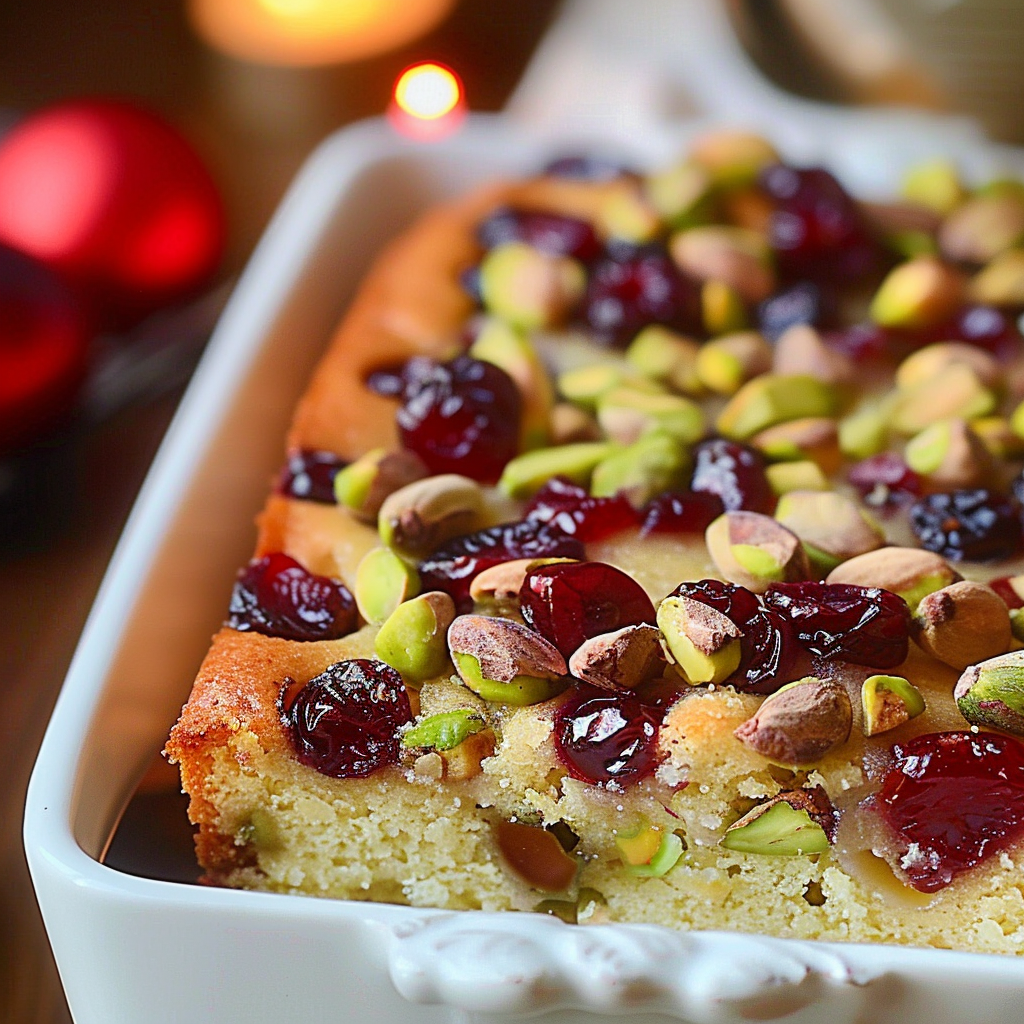 Simply Delicious Eggless Pistachio Cranberry cake