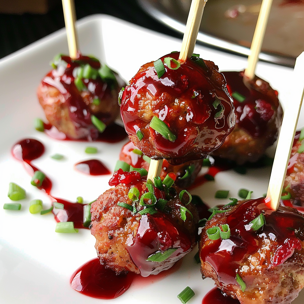 Turkey Meatball Appetizer with Cranberry Glaze