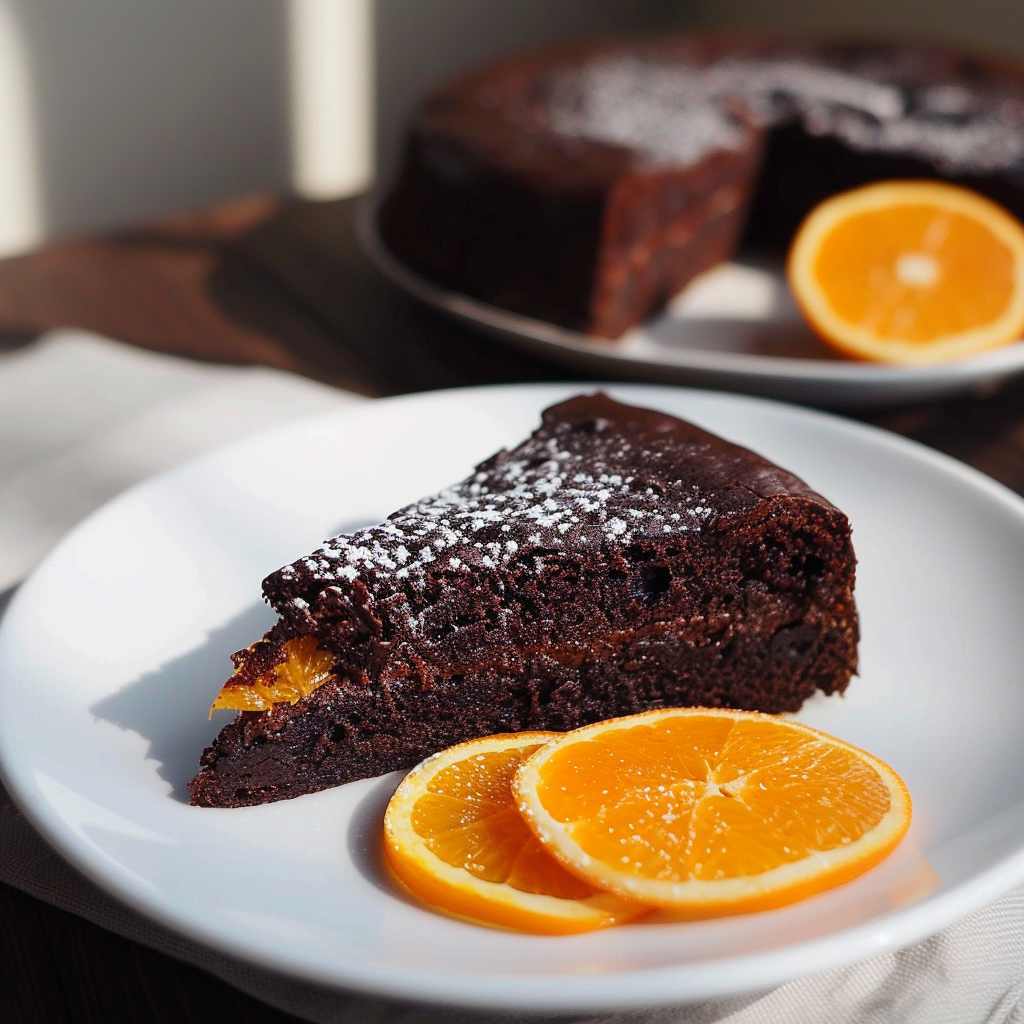 Almost Flourless Chocolate-Orange Cake