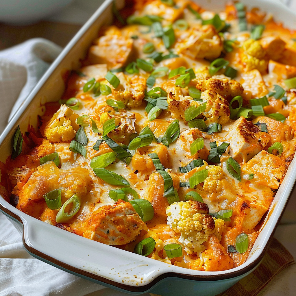 Buffalo Chicken & Cauliflower Casserole