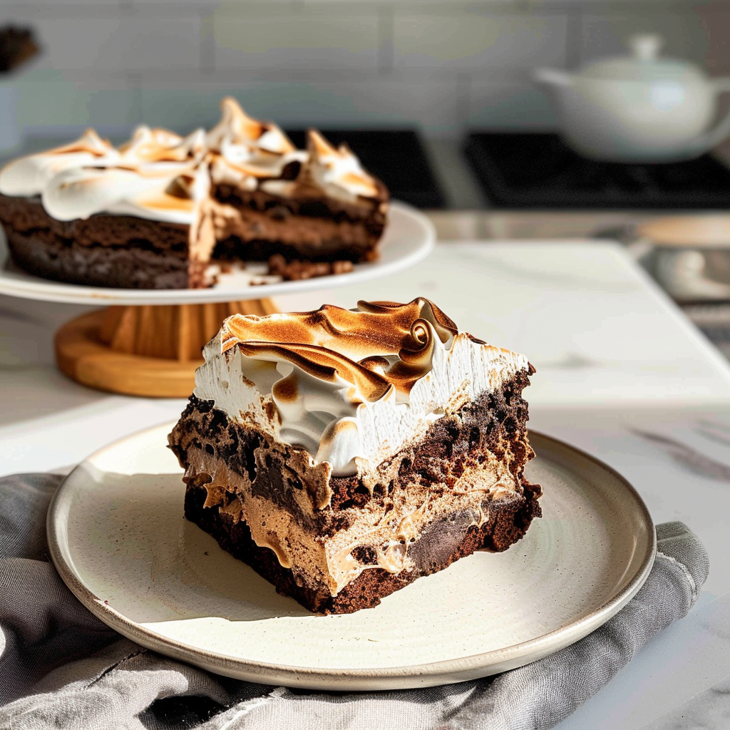 Chocolate Meringue Brownie Cake