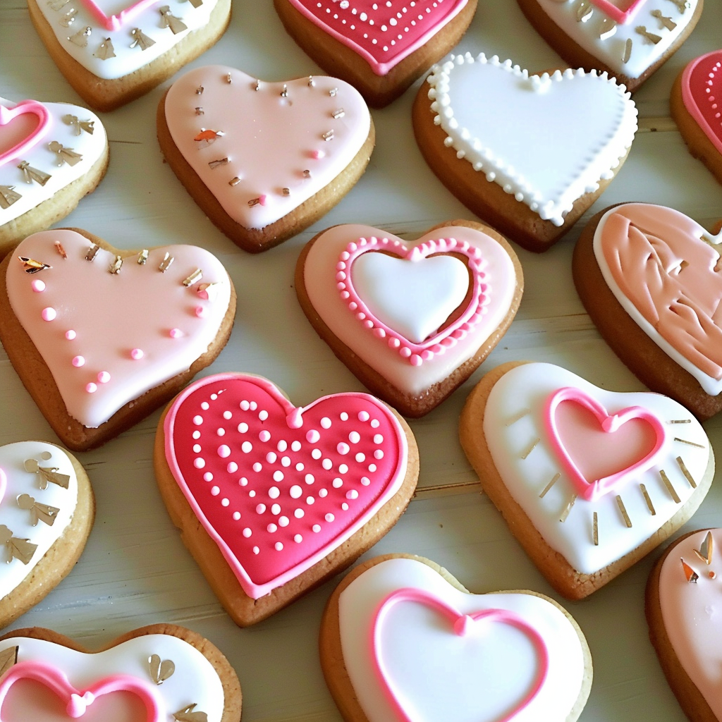 Heart Cookies Decorated with Royal Icing