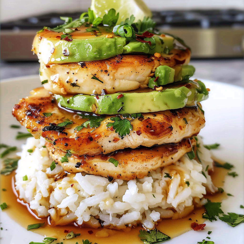 Honey Lime Chicken & Avocado Rice Stack