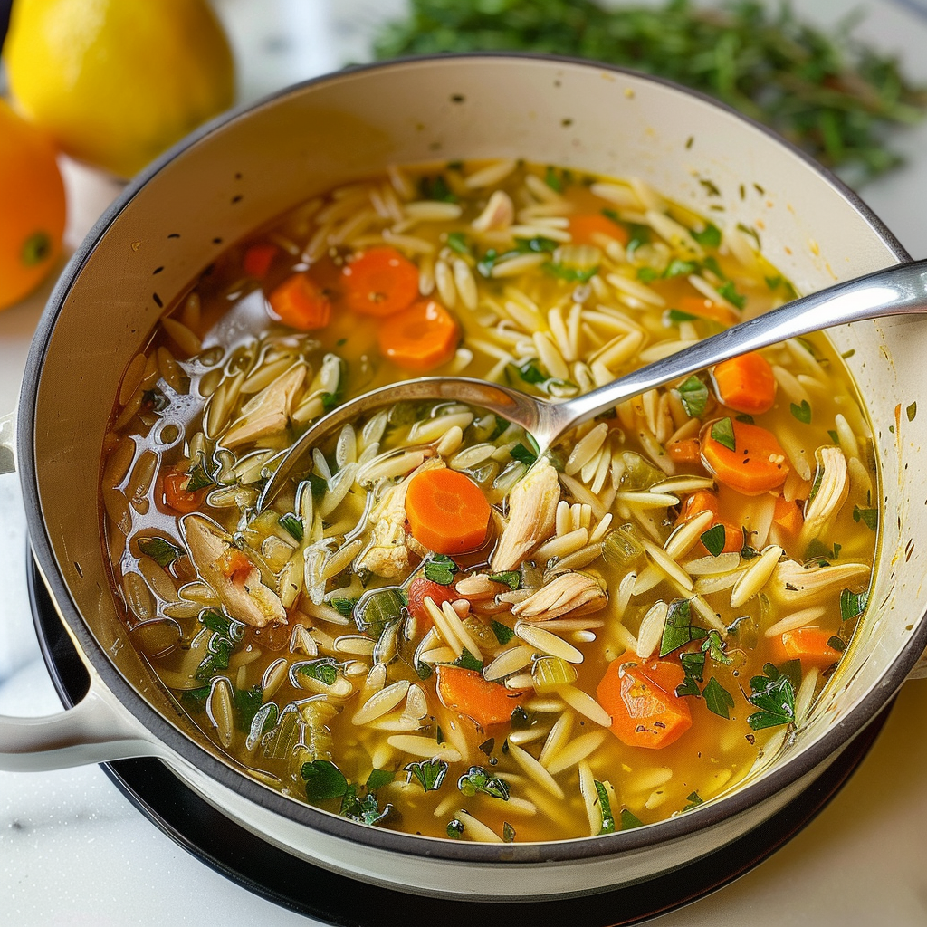 Lemon Chicken Orzo Soup