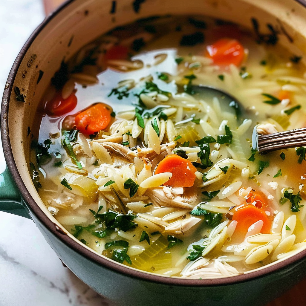 Lemon Chicken Soup with Orzo