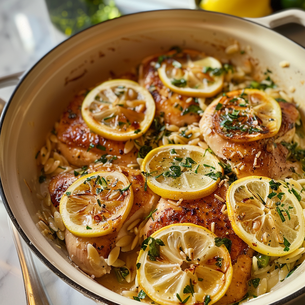 One Pot Lemon Chicken and Orzo