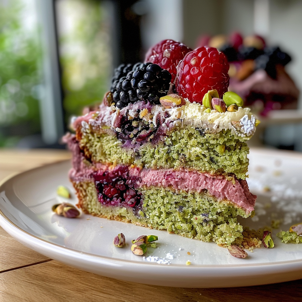 Pistachio and Blackberry Olive Oil Cake