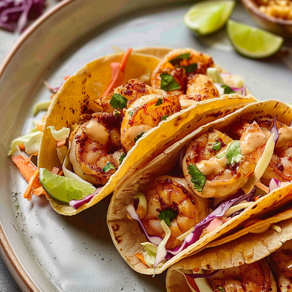 shrimp tacos with cabbage slaw
