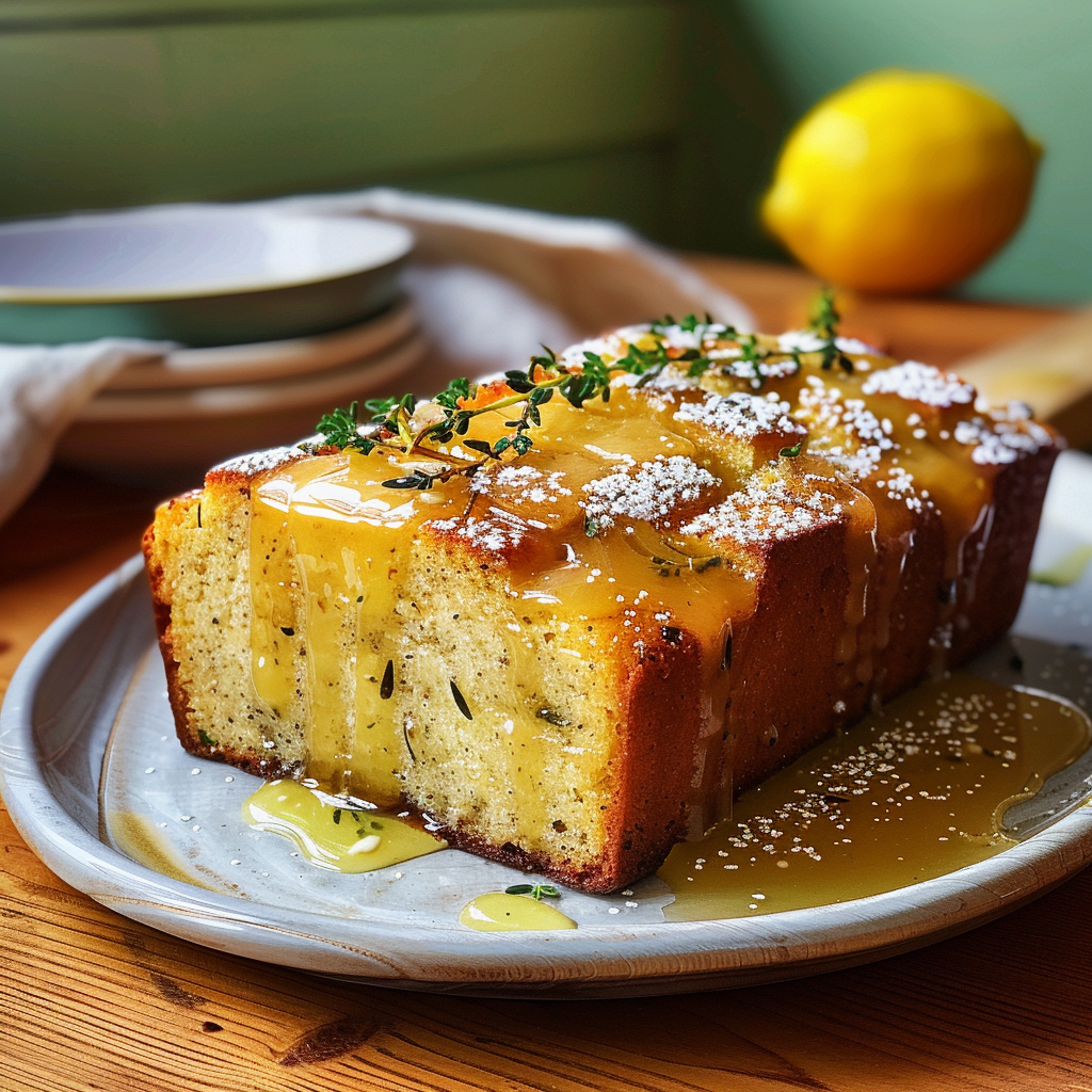 Brown butter, lemon and thyme drizzle cake