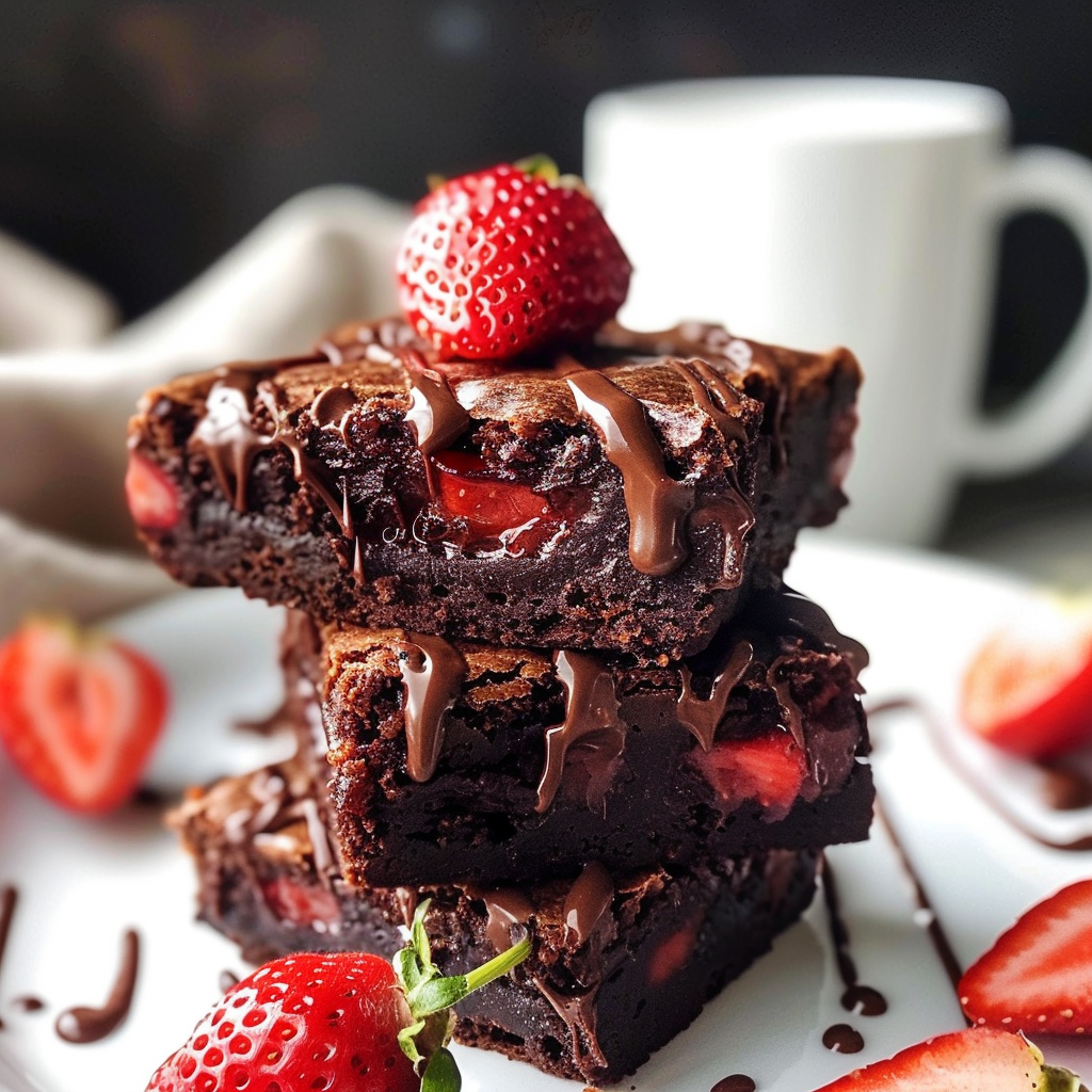 Amazing Chocolate Covered Strawberry Brownies Delightfully Decadent ...