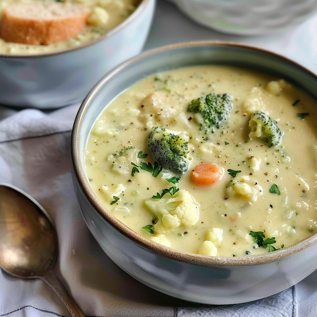 Creamy Healthy Broccoli Cauliflower Soup