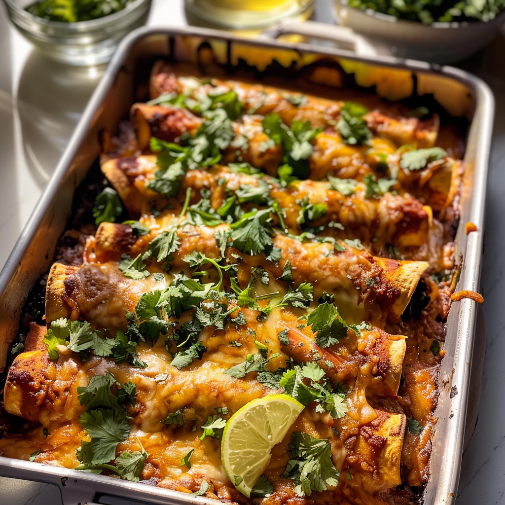 Crispy Black Bean Sweet Potato Enchiladas