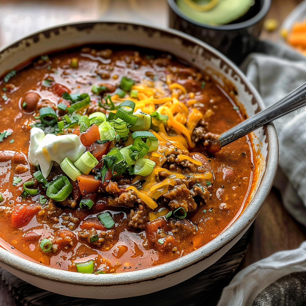 Crockpot Spicy Queso Beef Chili