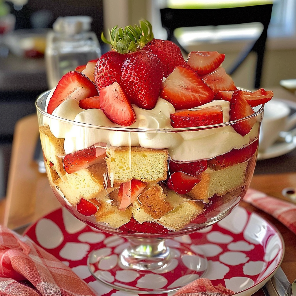 Easy Strawberry Trifle with Pound Cake