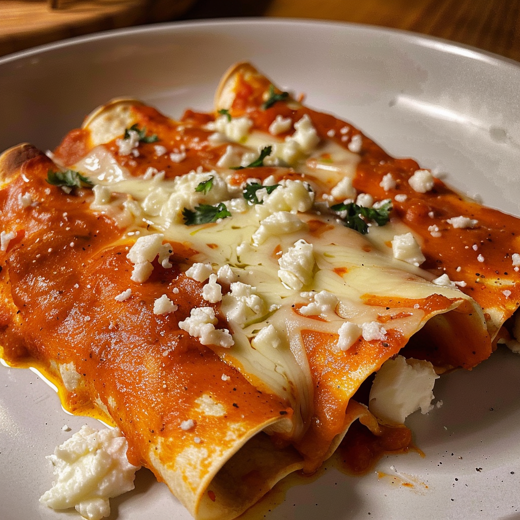 Enchiladas Rojas Estilo Monterrey (Cheese & Red Chile Enchiladas)