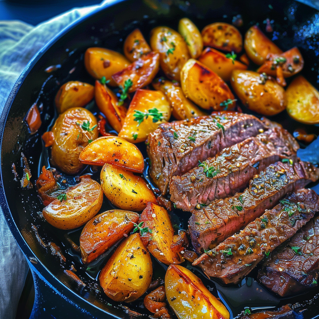 Garlic Butter Steak and Potatoes Skillet