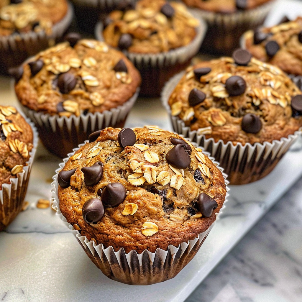 Oatmeal Banana Chocolate Chip Muffins