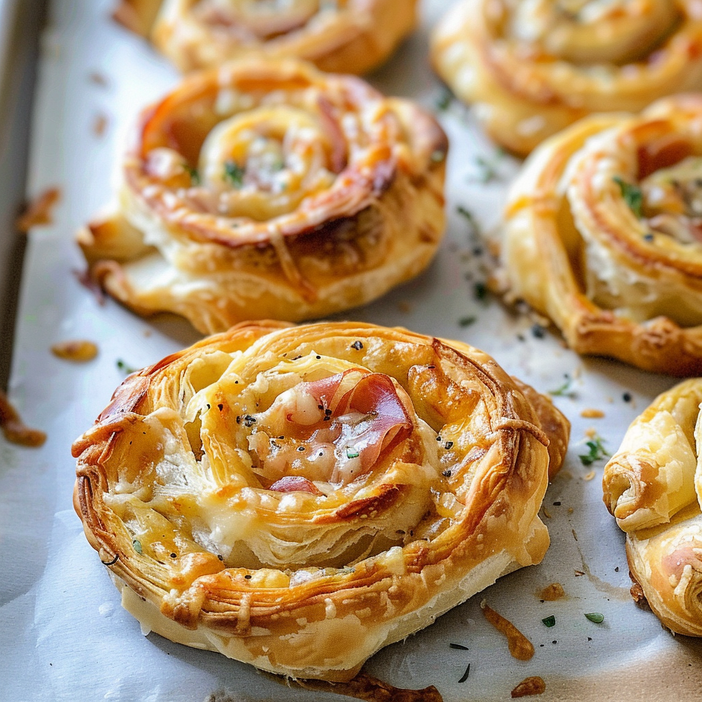Prosciutto and Cheese Puff Pastry Pinwheels