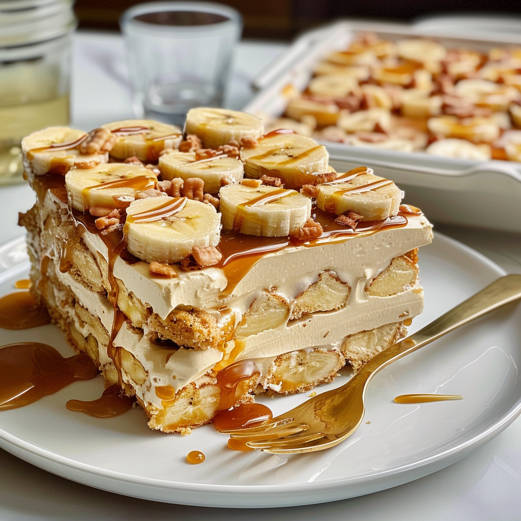 Salted Caramel Banana Ritz Icebox Cake