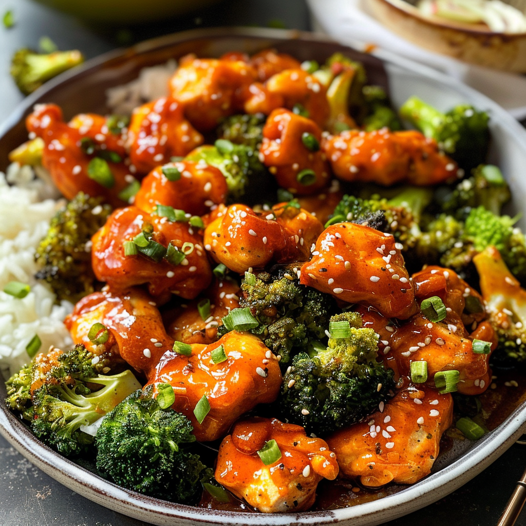Sheet Pan Honey Buffalo Chicken with Broccoli