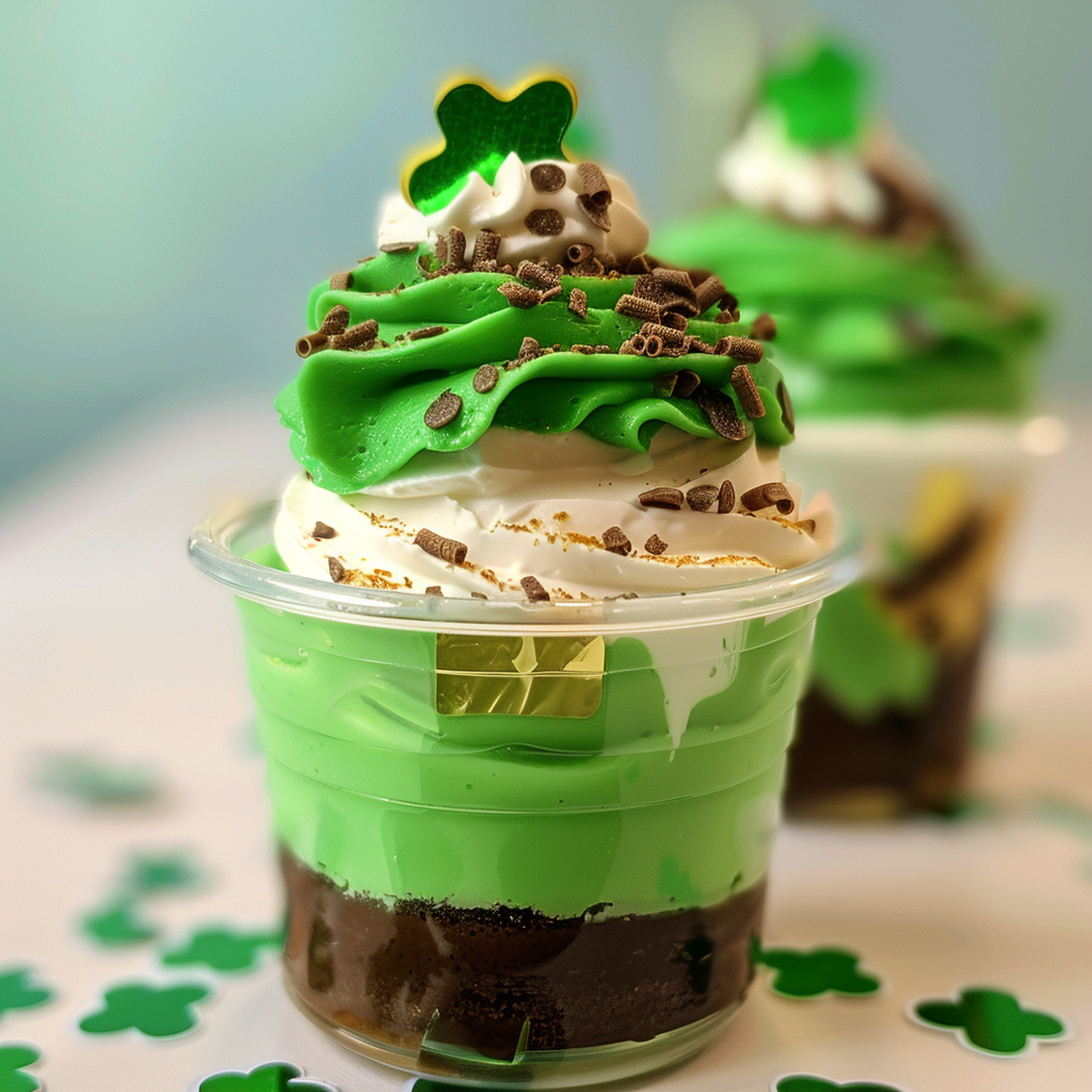 St Patrick's Day Pudding Cups