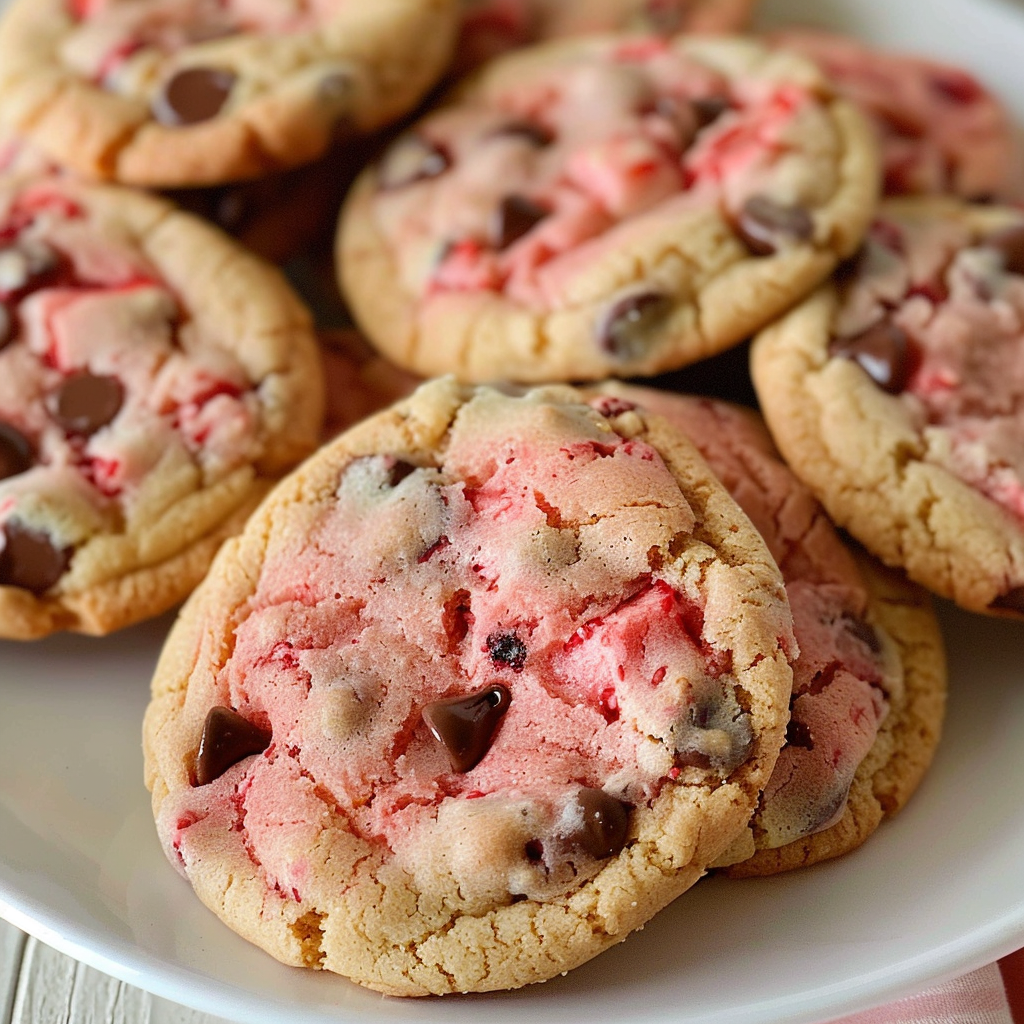 Strawberry Chocolate Chip Cake Mix Cookies