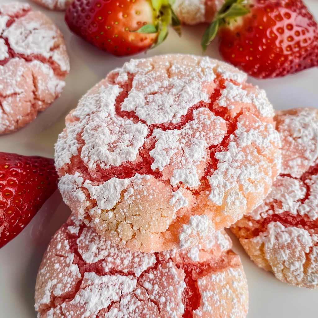 Strawberry Crinkle Cookies