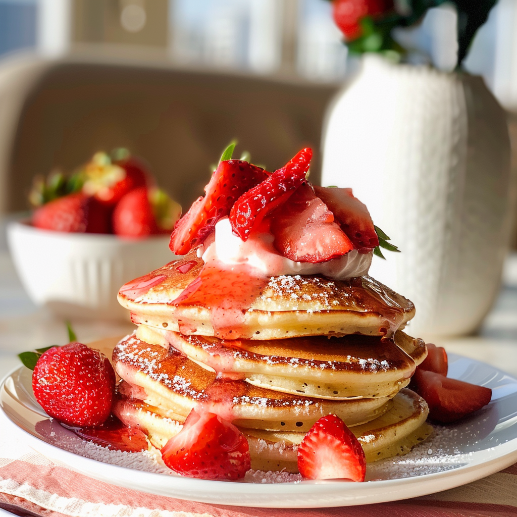 VALENTINE’S DAY Strawberry Pancakes