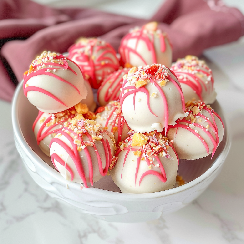 Valentine's Day Strawberry Shortcake Truffles