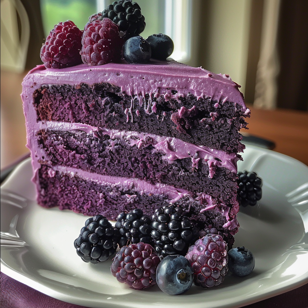 Blackberry Velvet Cake with Lush Blackberry Frosting