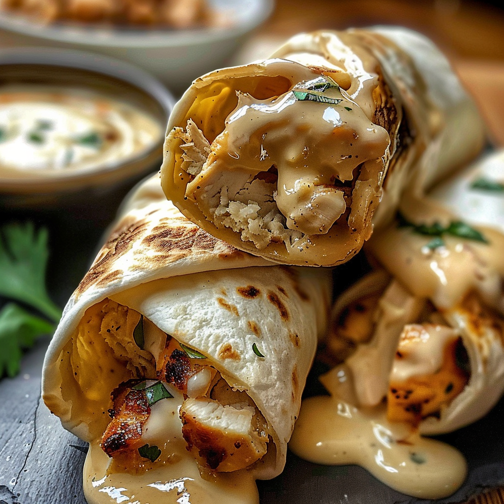 Cheesy Garlic Chicken Wraps