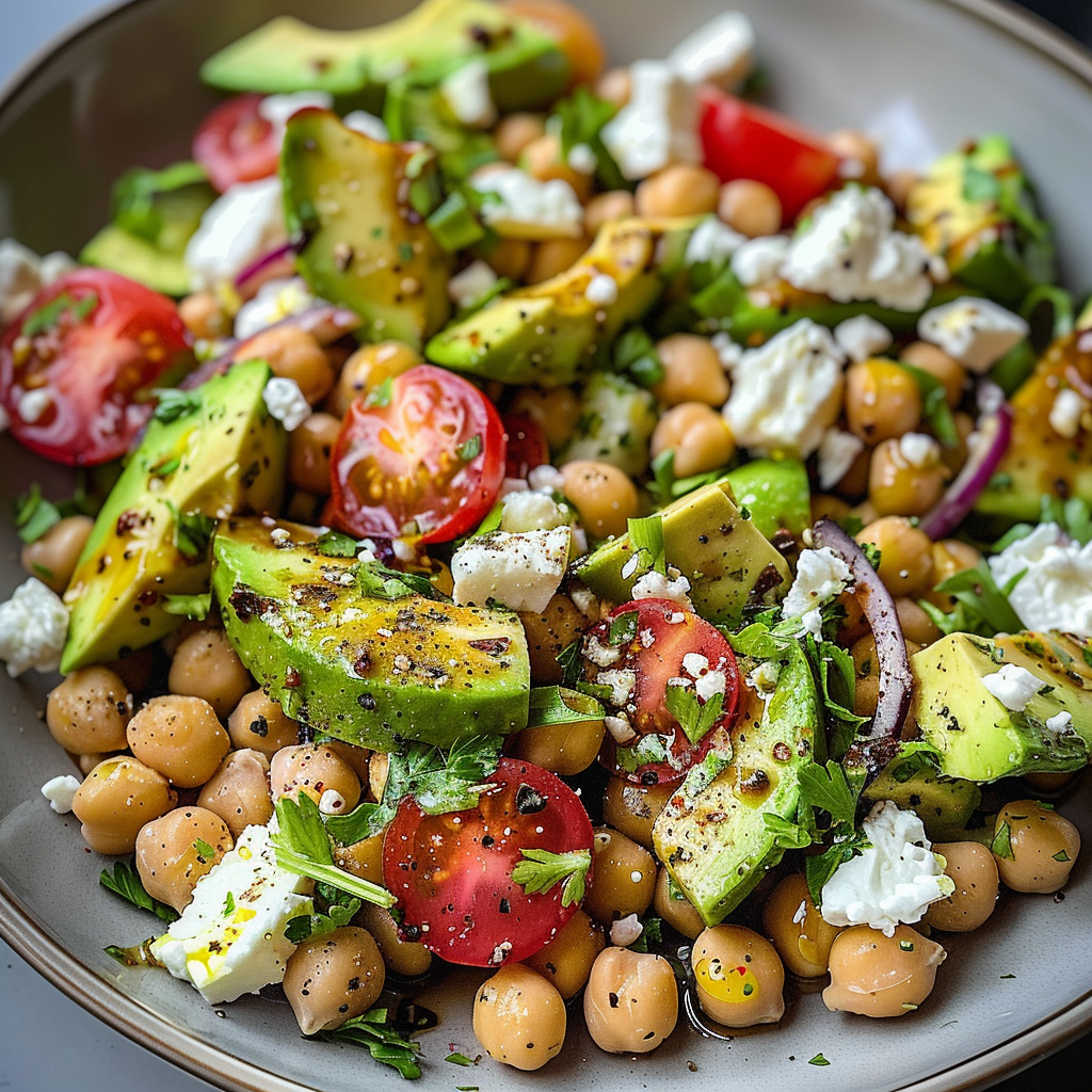 Chickpea Feta Avocado Salad