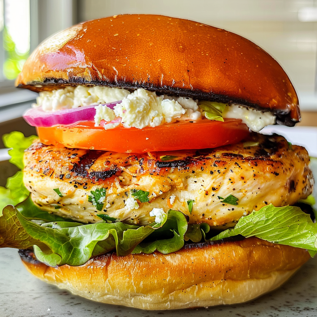 Greek Chicken Burger with Feta