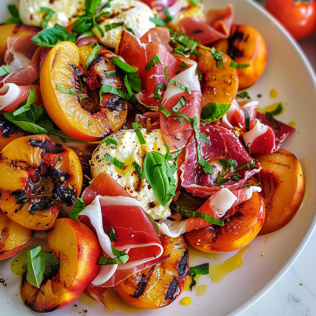 Grilled Nectarine Burrata Prosciutto Salad