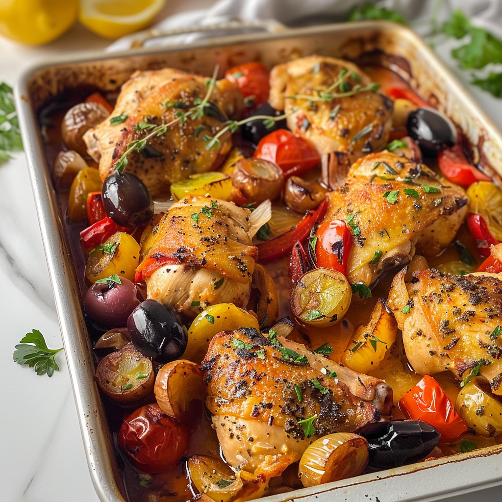 Mediterranean chicken tray bake recipe