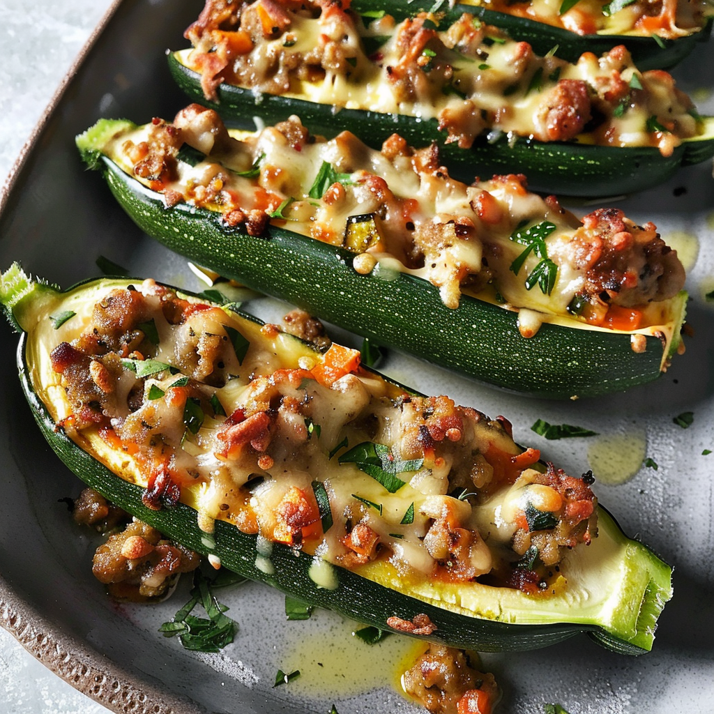 Sausage-Stuffed Zucchini