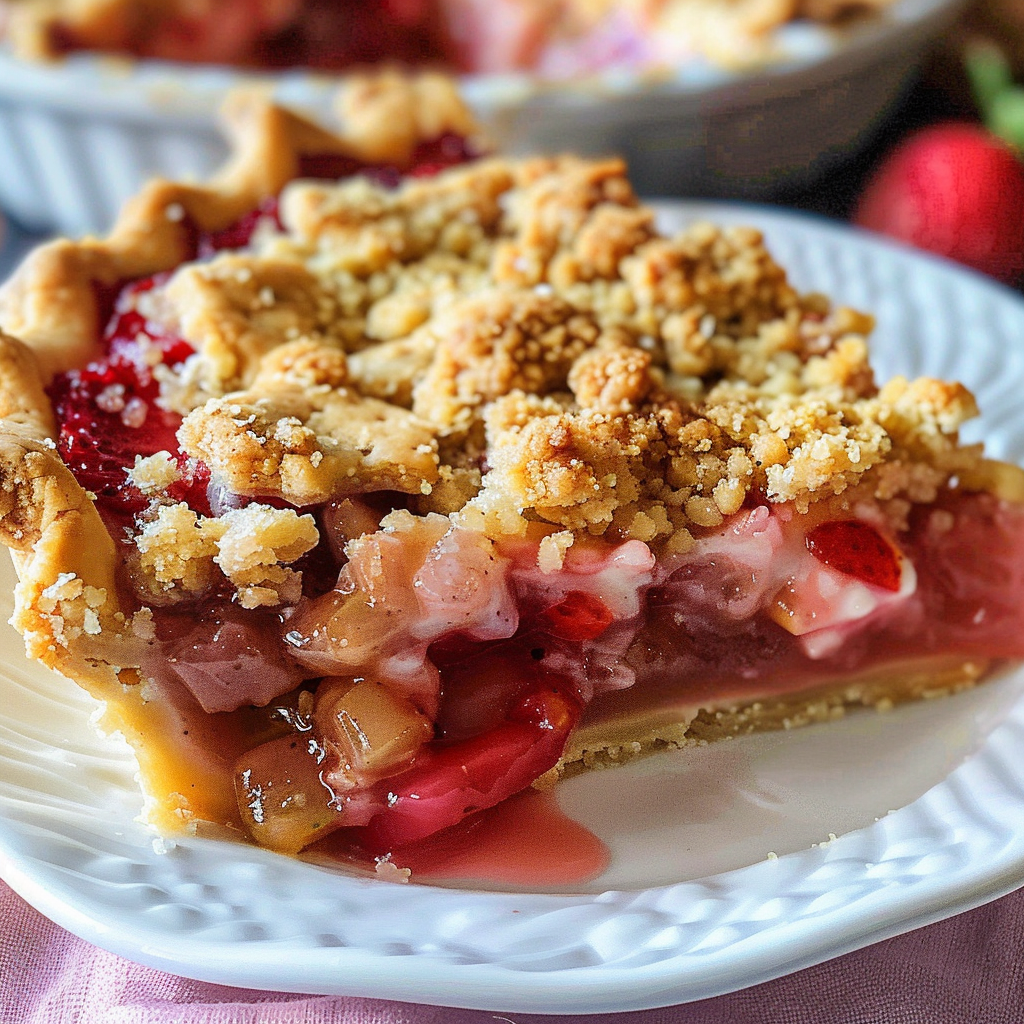 Strawberry Rhubarb Crumble Pie