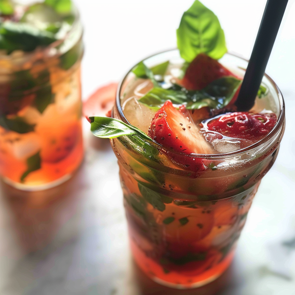 Summer Refreshing Strawberry Basil Smash Cocktail Recipe