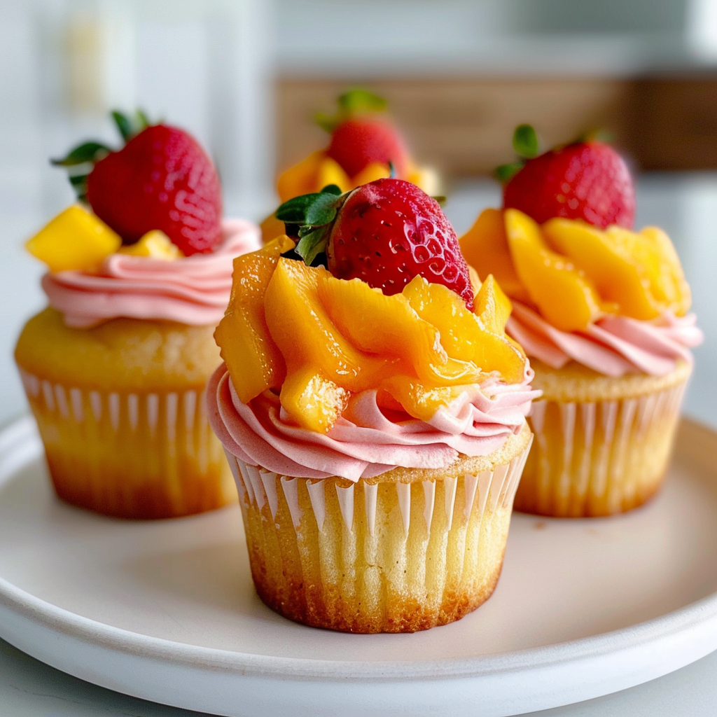 mango strawberry sunset cupcakes